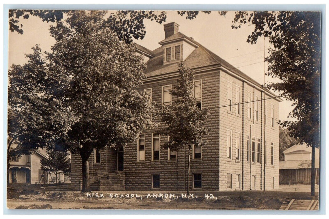 c1910's High School Building Akron New York NY RPPC Photo Antique Postcard