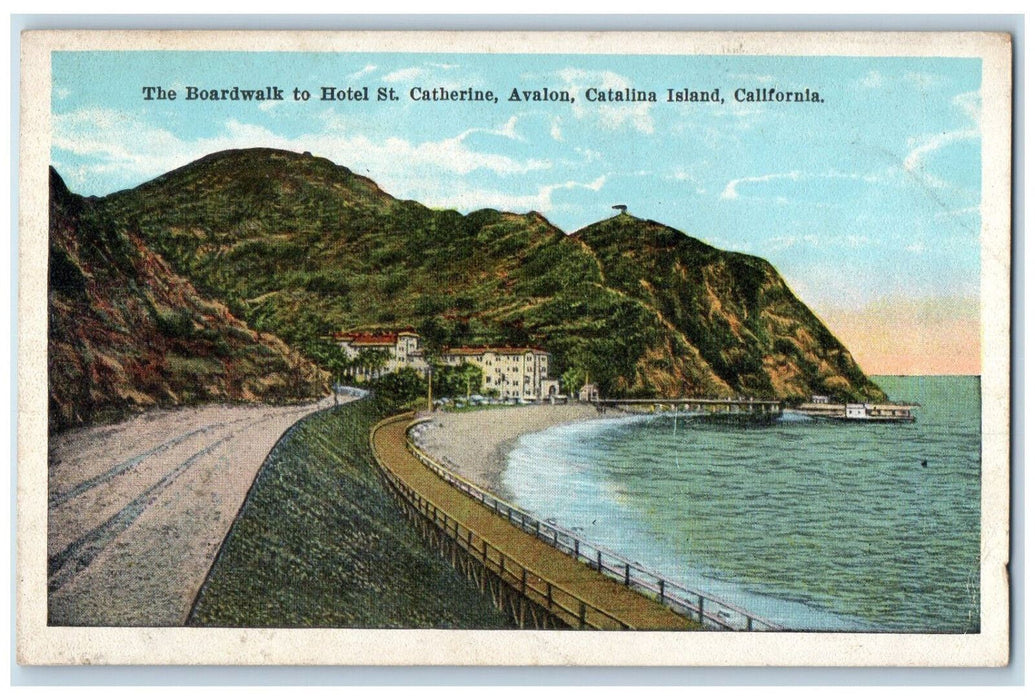 c1920s The Boardwalk to Hotel St. Catherine Catalina Island CA Unposted Postcard