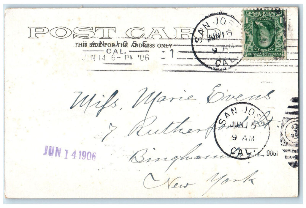 1906 The Carnegie Public Library San Jose California CA Posted Postcard
