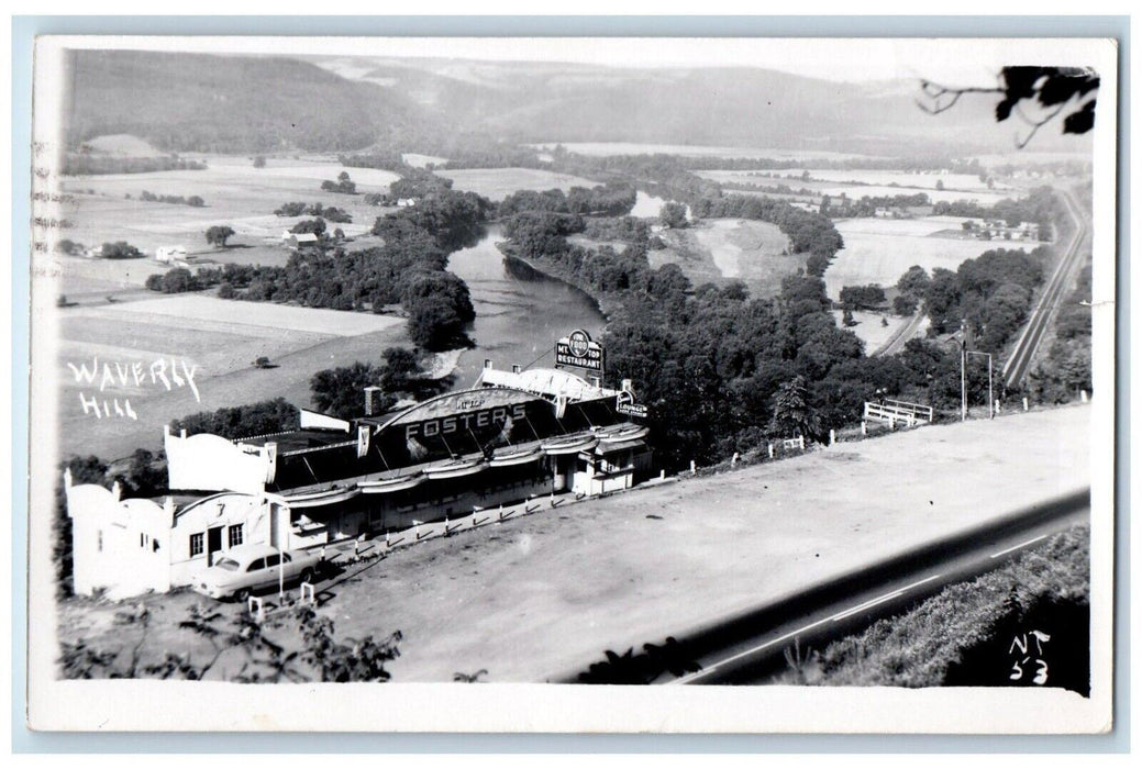 1952 Waverly Hill Fosters Mt. Top Restaurant Waverly NY RPPC Photo Postcard