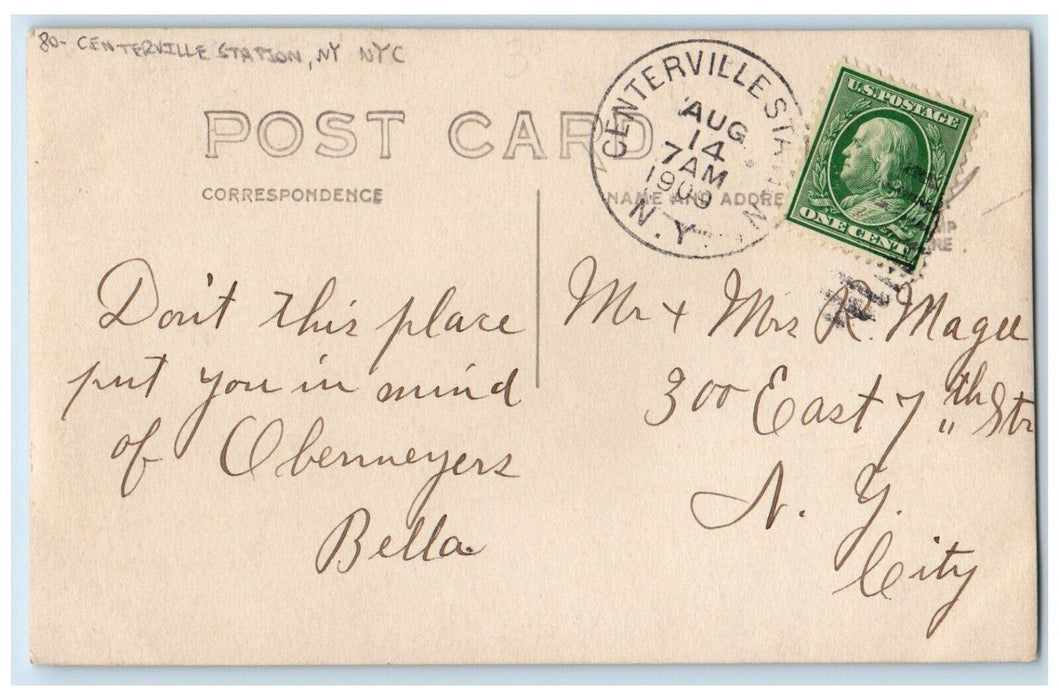 1909 Horse Carriage Centerville Station New York City NY RPPC Photo Postcard