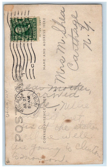 1908 Girls Riding Horse And Buggy Utica New York NY RPPC Photo Antique Postcard