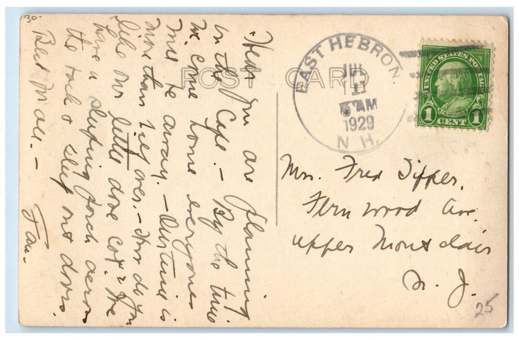 1929 Old House East Hebron New Hampshire NH RPPC Photo Posted Vintage Postcard