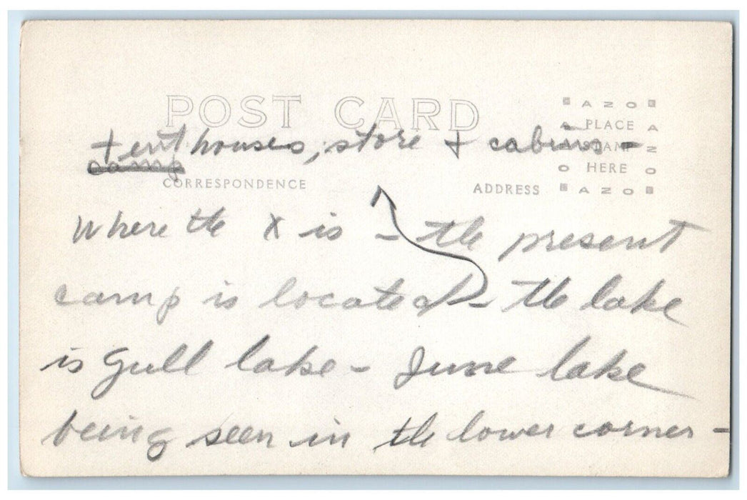 c1940s June Gull Lakes Carson Peak Cherokee Lodge Frasher CA RPPC Photo Postcard