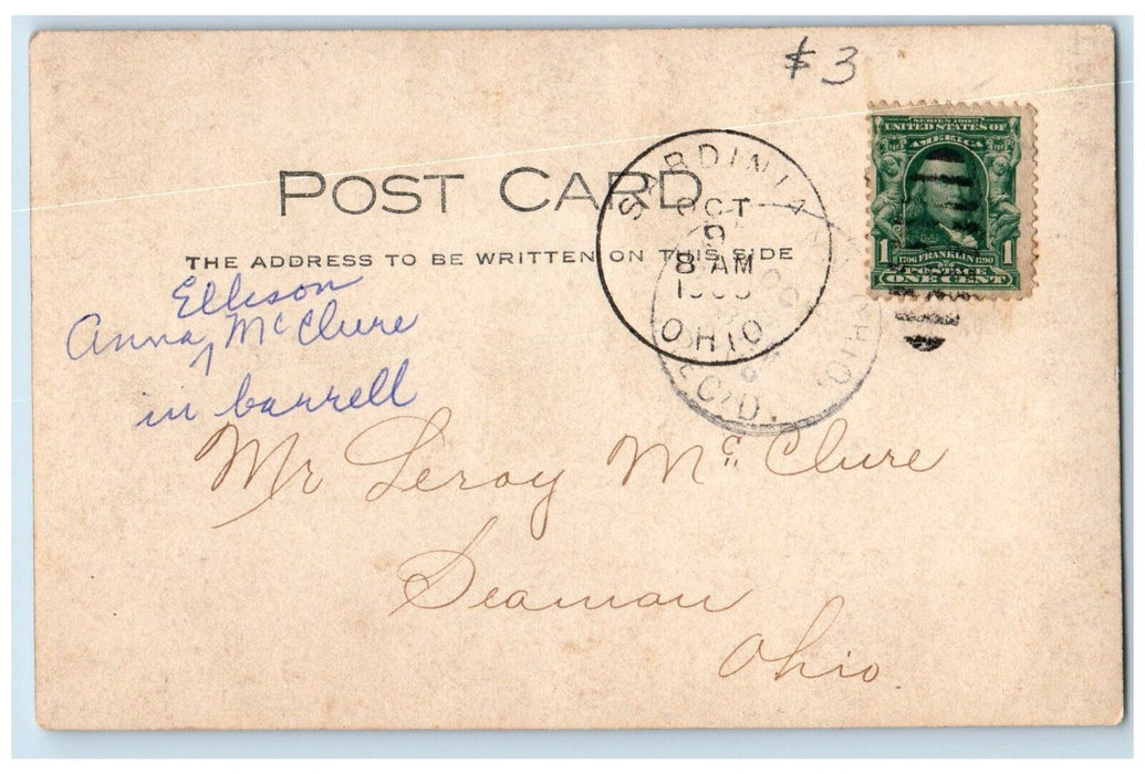 1906 Barrel O' Fun Candid Women Funny Fence Sardinia Ohio OH RPPC Photo Postcard