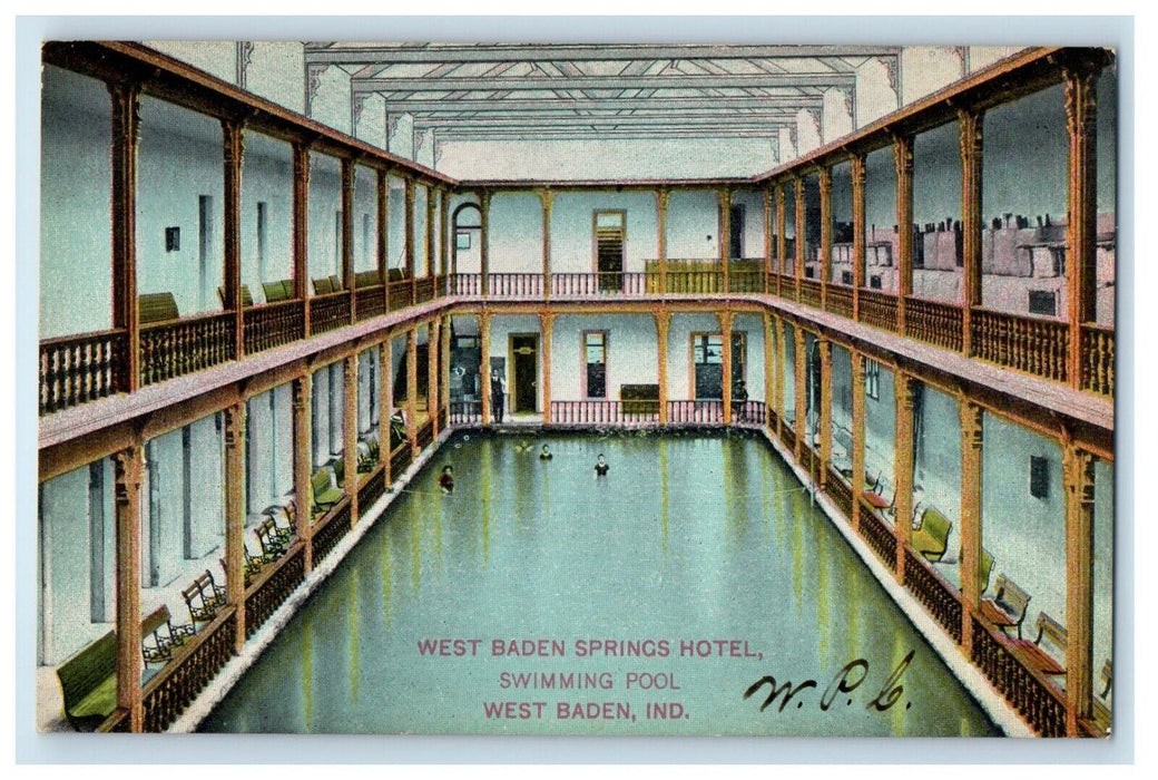 1911 West Baden Springs Hotel Swimming Pool Indiana IN Interior Postcard