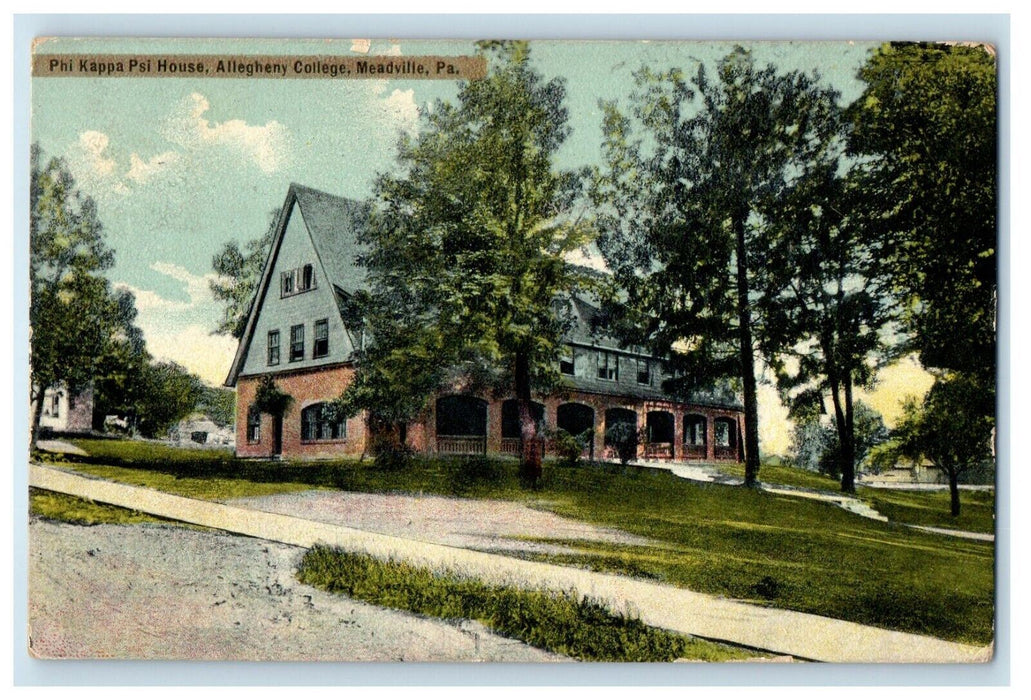 1909 Phi Kappa House Sorority Allegheny College Meadville PA Postcard