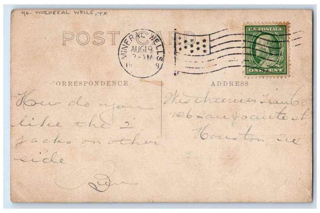 c1910's Boy Ride Donkey Mineral Wells Texas TX RPPC Photo Antique Postcard