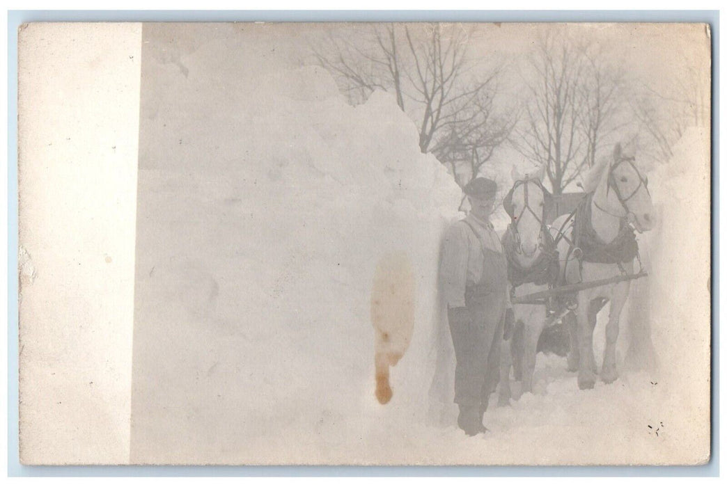 c1910's Horse Wagon Snow McDonough New York NY RPPC Photo Antique Postcard