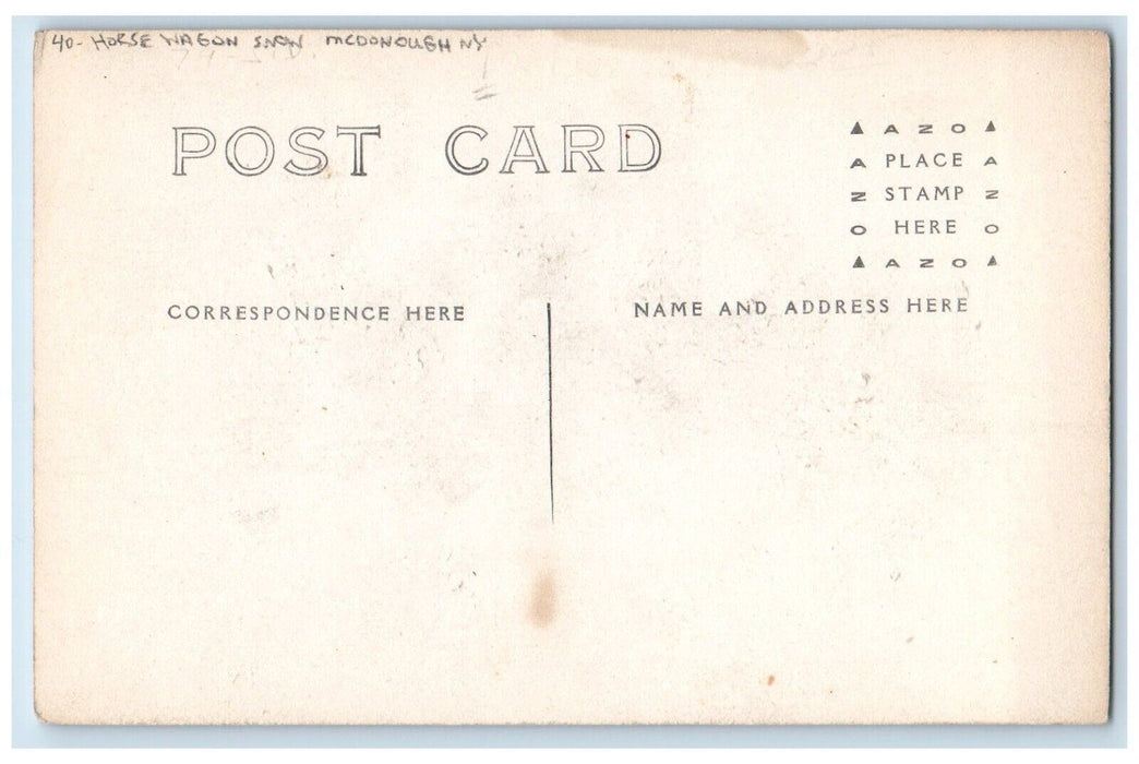 c1910's Horse Wagon Snow McDonough New York NY RPPC Photo Antique Postcard