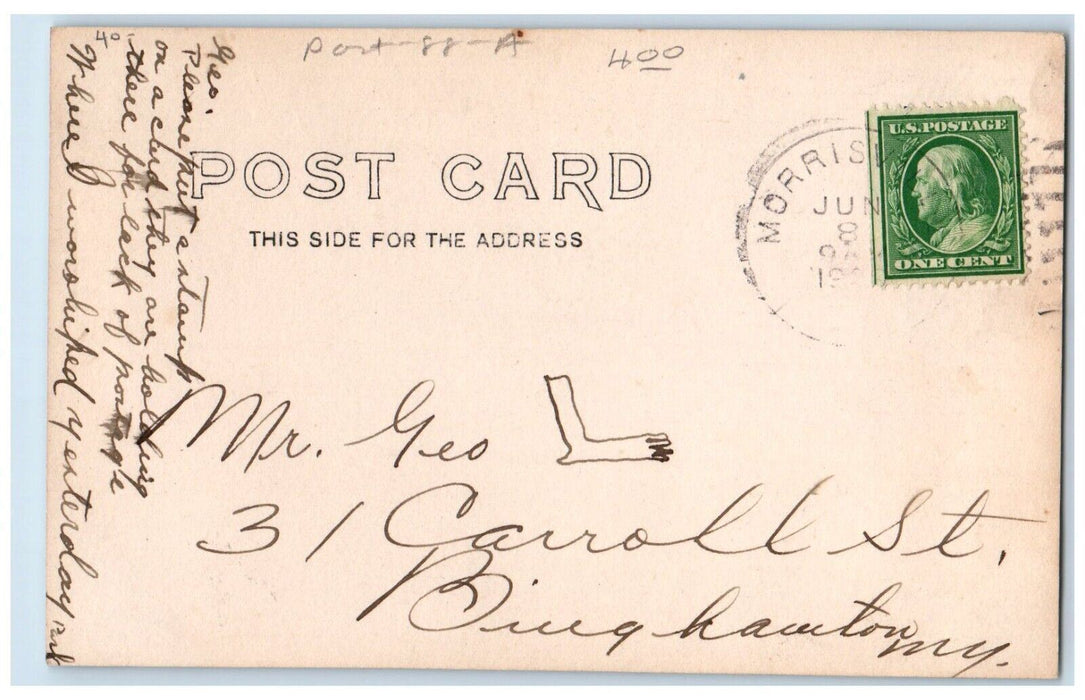 c1905 View Of Church Morrisville New York NY RPPC Photo Posted Antique Postcard