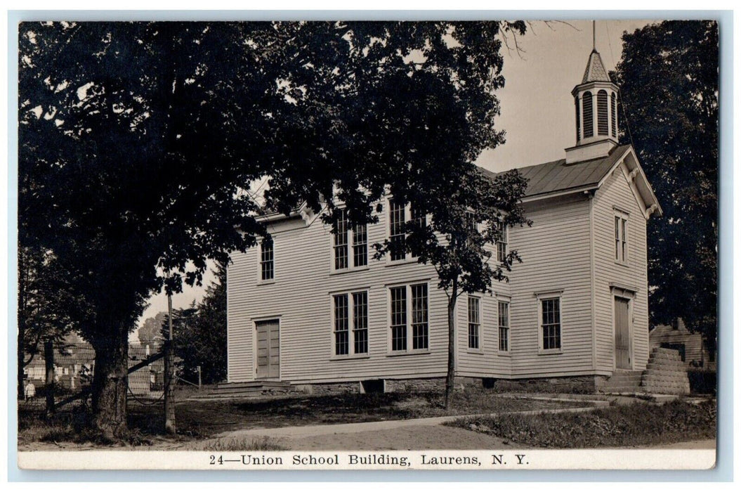 1915 Union School Building Laurens New York NY RPPC Photo Antique Postcard