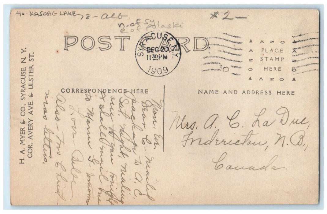 1909 Kasoag Lake View Kasoag Syracuse New York NY RPPC Photo Antique Postcard