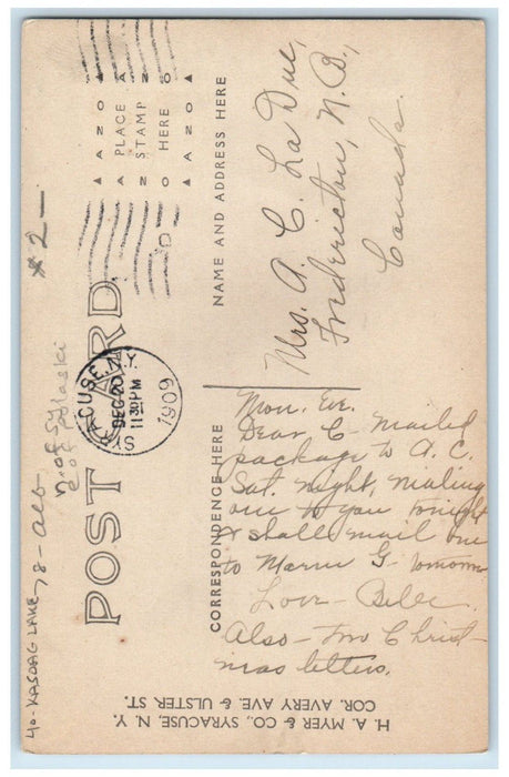 1909 Kasoag Lake View Kasoag Syracuse New York NY RPPC Photo Antique Postcard