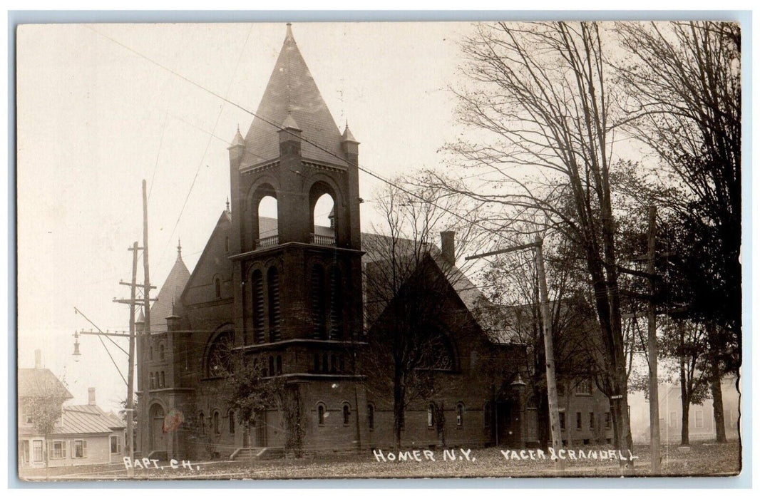c1910's Baptist Church Homer New York NY RPPC Photo Unposted Antique Postcard