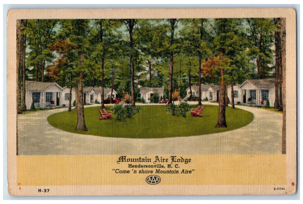 c1940's Mountain Aire Lodge Hendersonville North Carolina NC Unposted Postcard