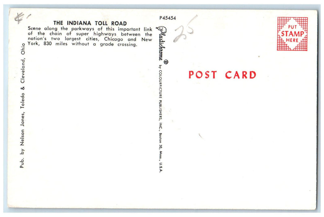 c1960's The Indiana Toll Road Between Chicago and New York IL Postcard
