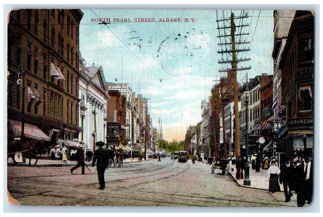 1908 North Pearl Street Streetcar Store Building Horse Albany New York Postcard