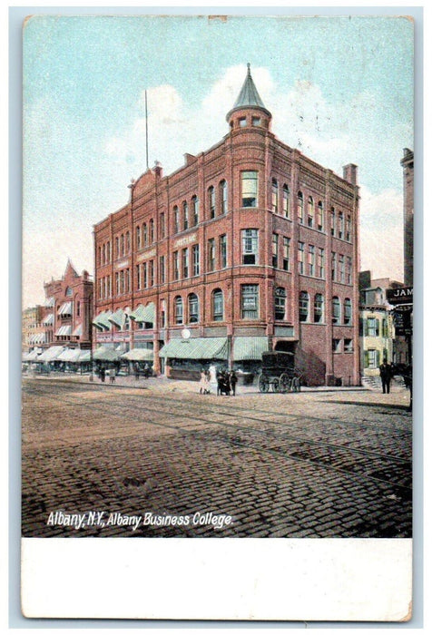 1907 Albany Business College Building Exterior Street Albany New York Postcard