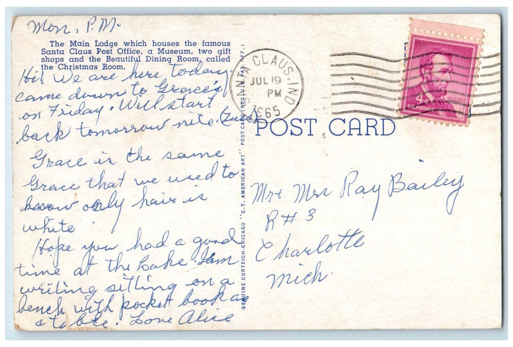 1965 View of Main Building Santa Claus Land Santa Claus Indiana IN Postcard