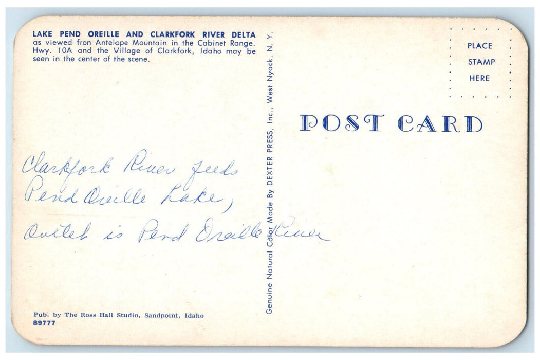 c1950's Lake Pend Oreille and Clarkfork River Delta Idaho ID Postcard