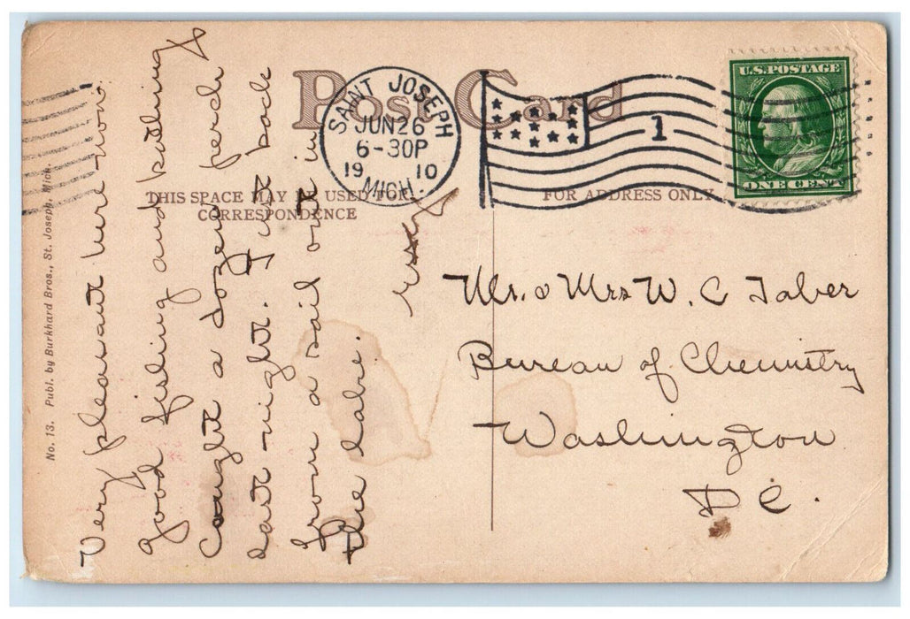 1910 North Pier and Steamer Entering St. Joseph Harbor Michigan MI Posted