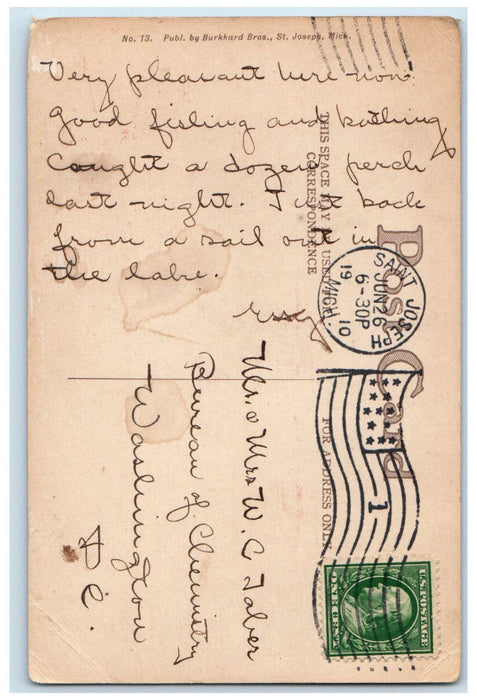 1910 North Pier and Steamer Entering St. Joseph Harbor Michigan MI Posted