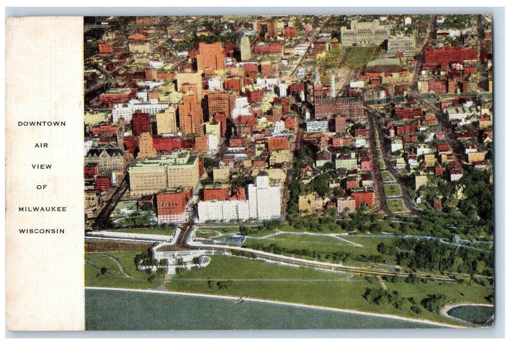 c1950's Downtown Air View of Milwaukee Wisconsin WI Vintage Postcard