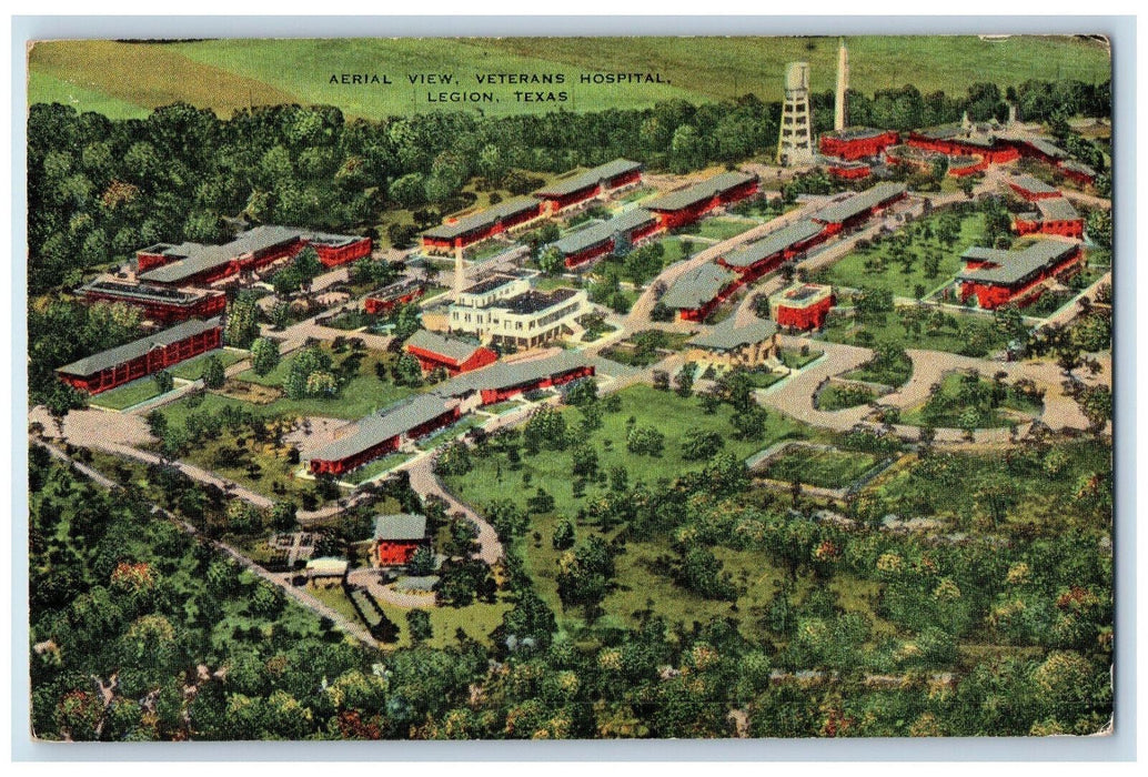 c1950's Aerial View Kerville Veterans Hospital Legion Texas TX Vintage Postcard