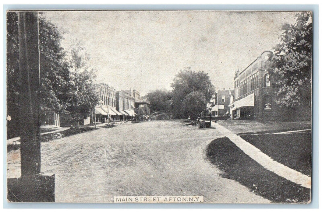 c1910 Main Street Store Restaurant Hotel Exterior Street Afton New York Postcard