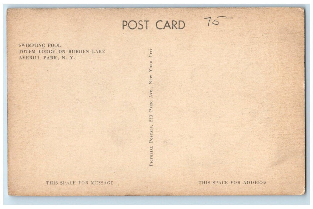 1940 Swimming Pool Indoor Totem Lodge Burden Lake Averill Park New York Postcard