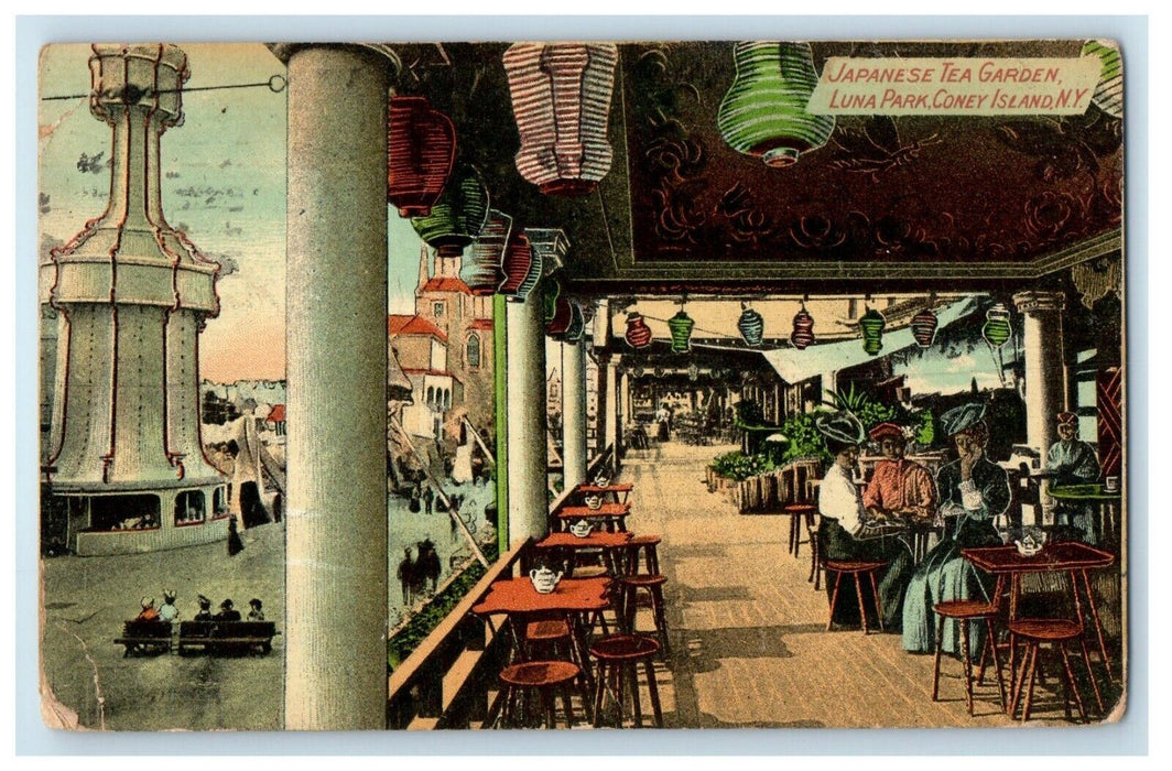 1911 Japanese Tea Garden Luna Park Coney Island New York NY Posted Postcard