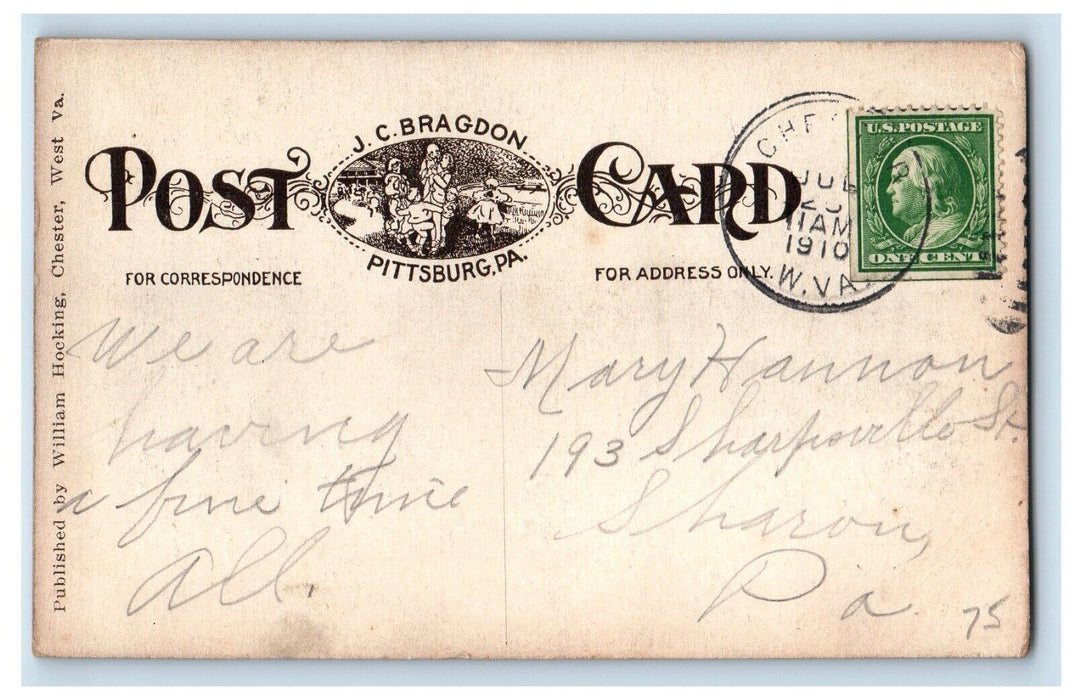 1910 Original Rock Springs Chester West Virginia WV Thick Bragdon Postcard