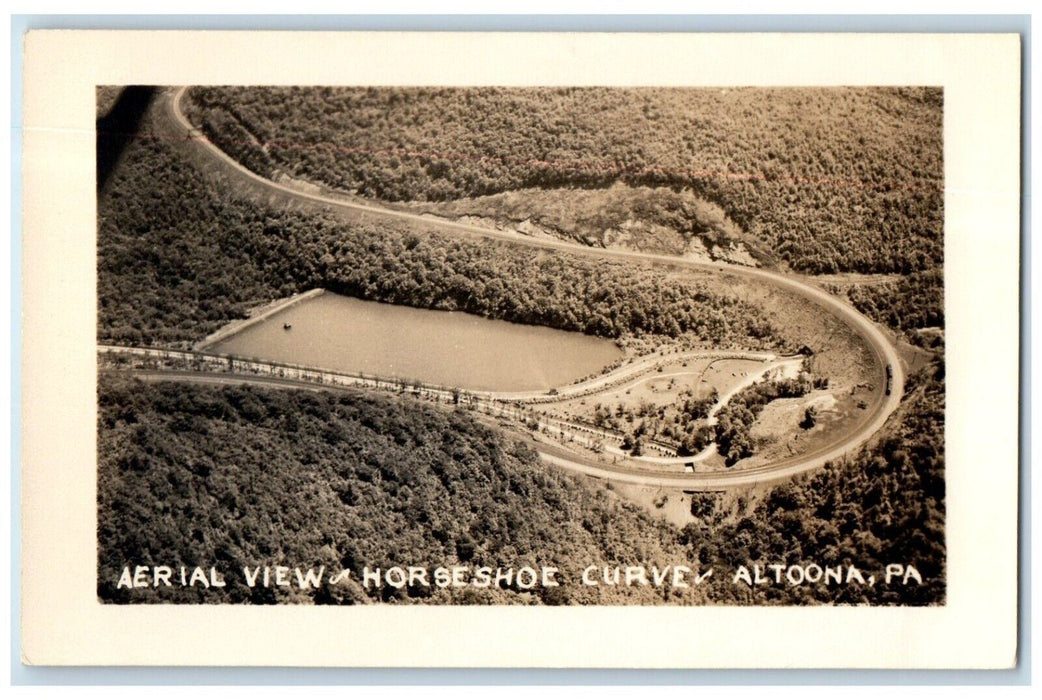 c1940's Aerial View Of Horseshoe Curve Altoona PA RPPC Unposted Photo Postcard