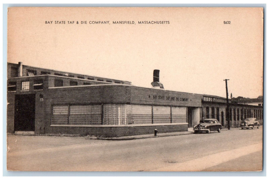 c1940's Bay State Tap & Die Company Mansfield Massachusetts MA Postcard