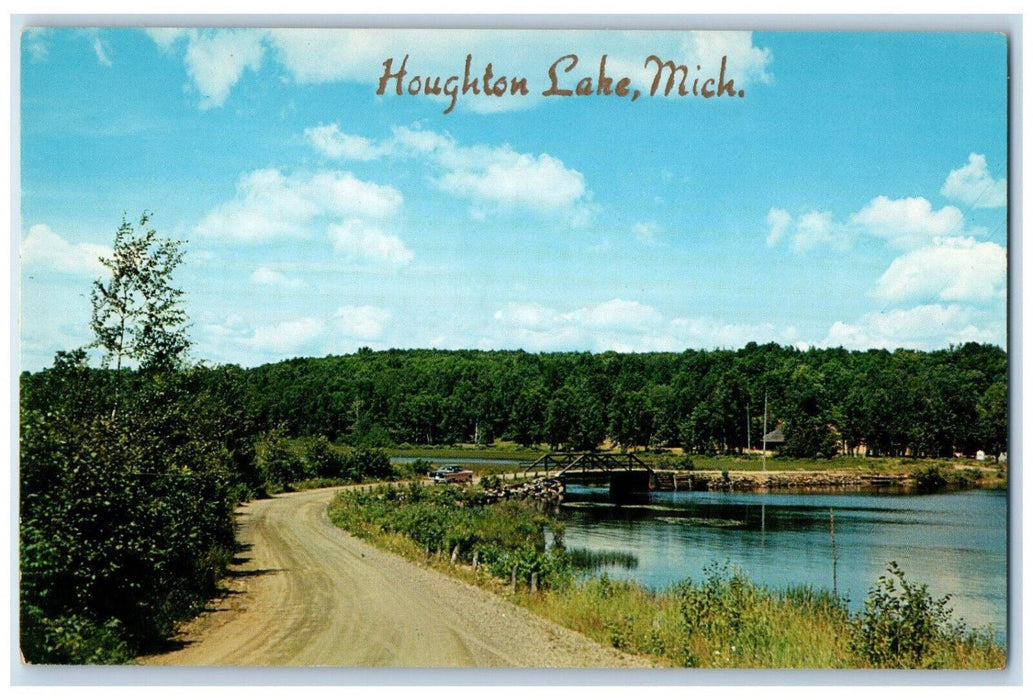 c1960's Beauty of a Drive off Main Highway Houghton Lake Michigan MI Postcard