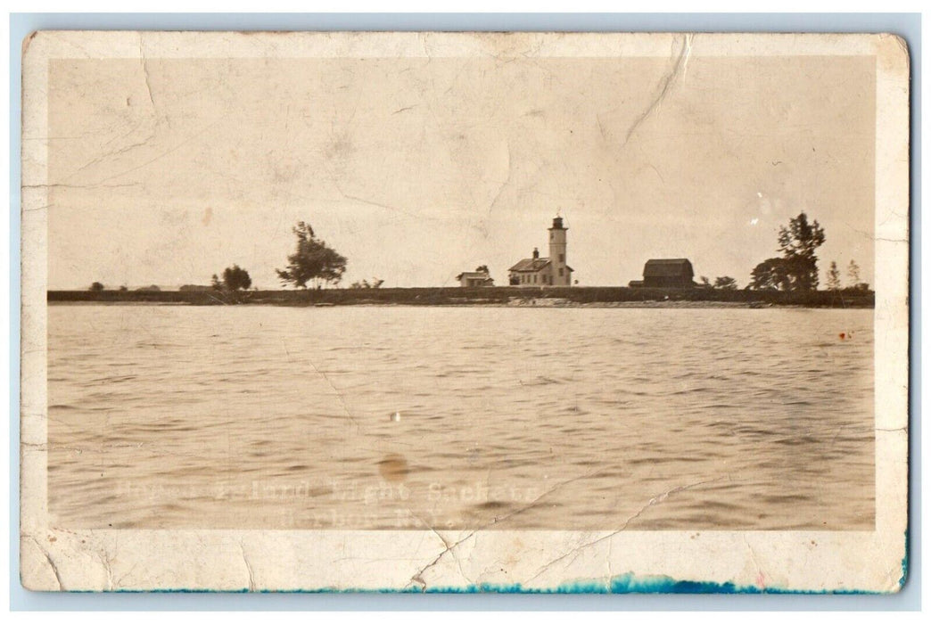 c1910's Horse Island Light Lighthouse Sacket Harbor NY RPPC Photo Postcard