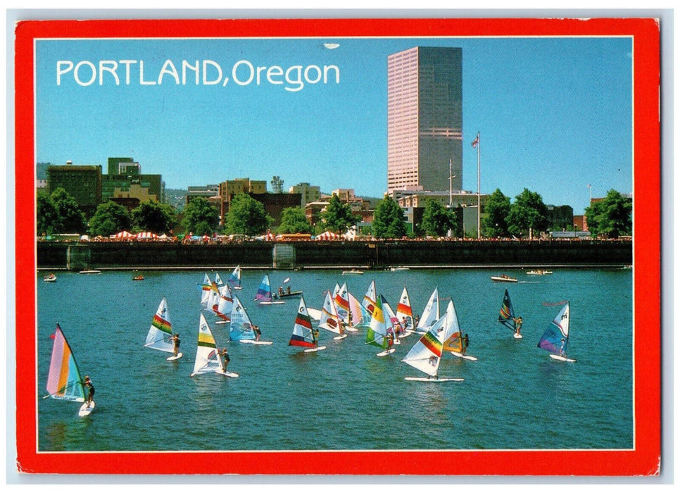 1991 Colorful Flags Sailboat Racing Portland Oregon OR Vintage Postcard
