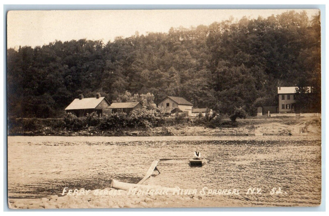 c1910's Ferry Across Mohawk River Sprakers New York NY RPPC Photo Postcard