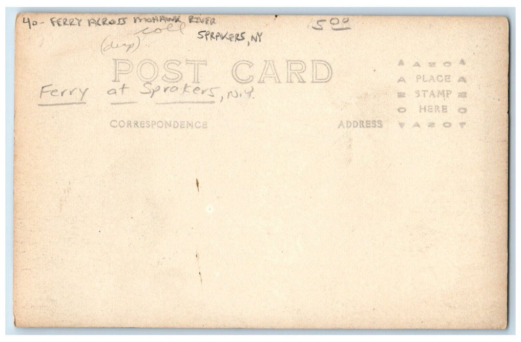 c1910's Ferry Across Mohawk River Sprakers New York NY RPPC Photo Postcard