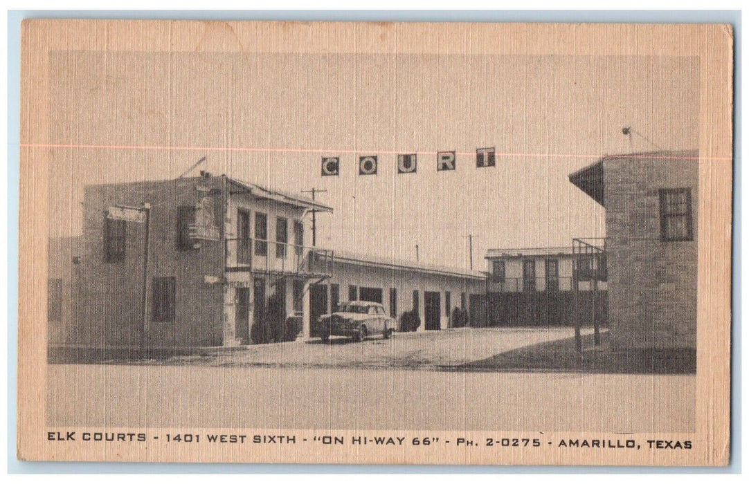 c1910's Elk Courts Car On Hi-Way Amarillo Texas TX Unposted Antique Postcard