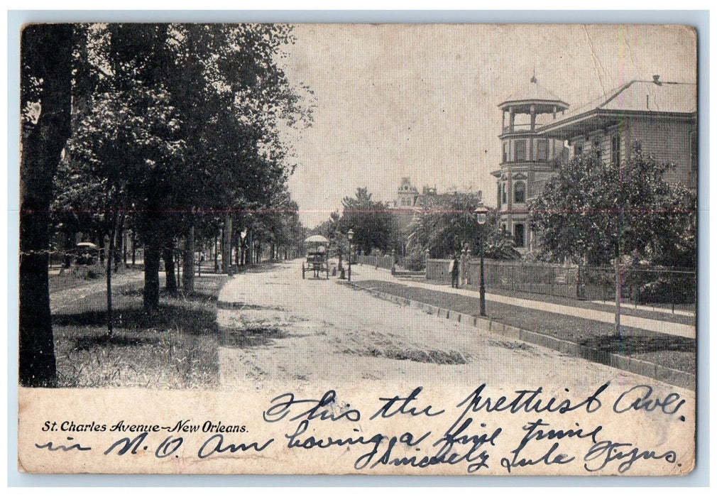 1906 St. Charles Avenue Dirt Road New Orleans Louisiana LA Antique Postcard