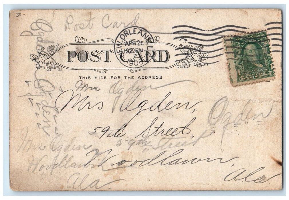 1906 St. Charles Avenue Dirt Road New Orleans Louisiana LA Antique Postcard