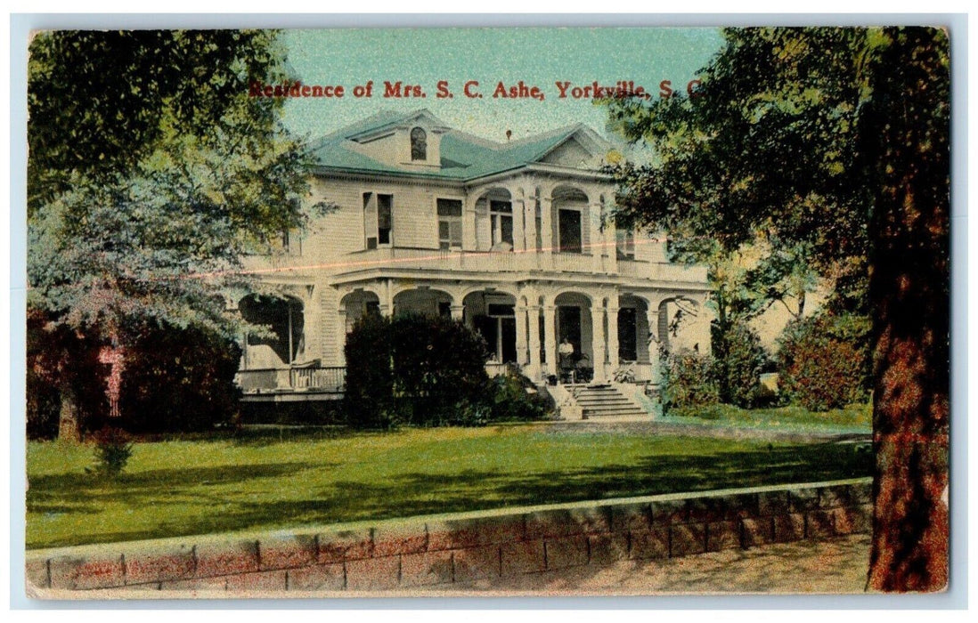 1912 Residence Of Mrs. S. C. Ashe Yorkville South Carolina SC Antique Postcard