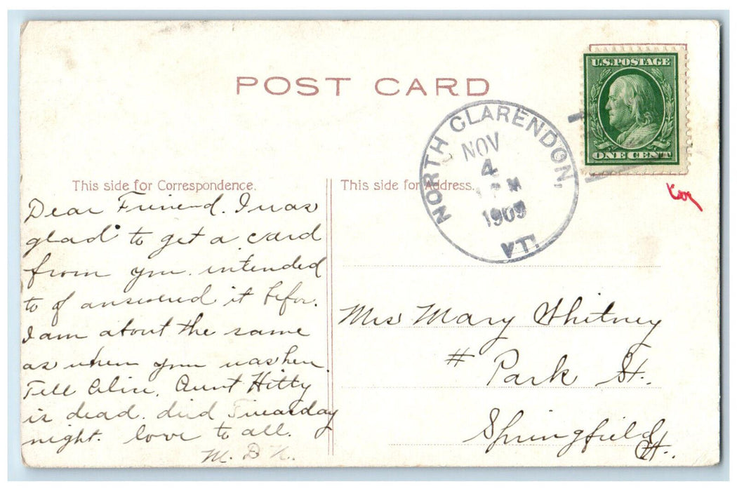 1909 Horse Carriage Log Houses Big Trees in CA North Clarendon VT Postcard