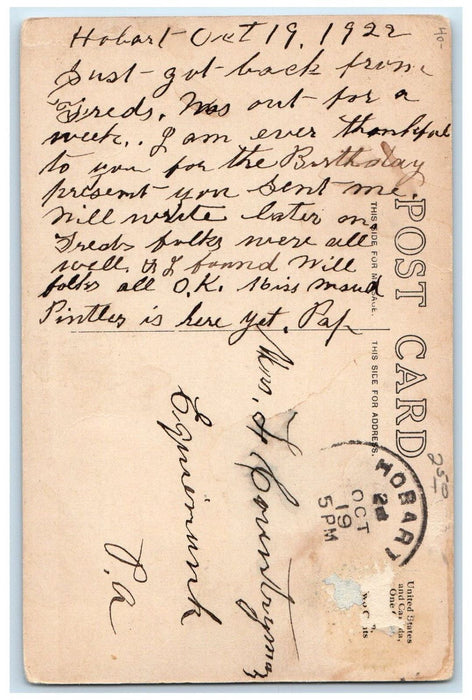1922 Main Street View Horse Carriage Dirt Road Hobart New York NY Postcard