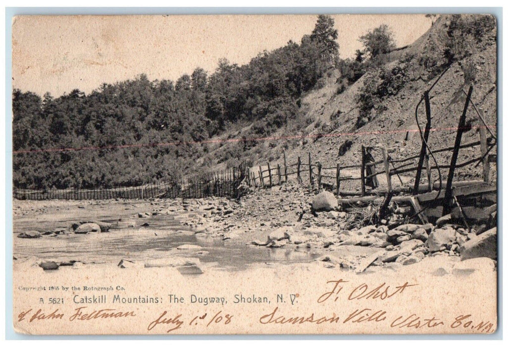 1908 Catskill Mountains The Dugway Shokan New York NY Rotograph Posted Postcard