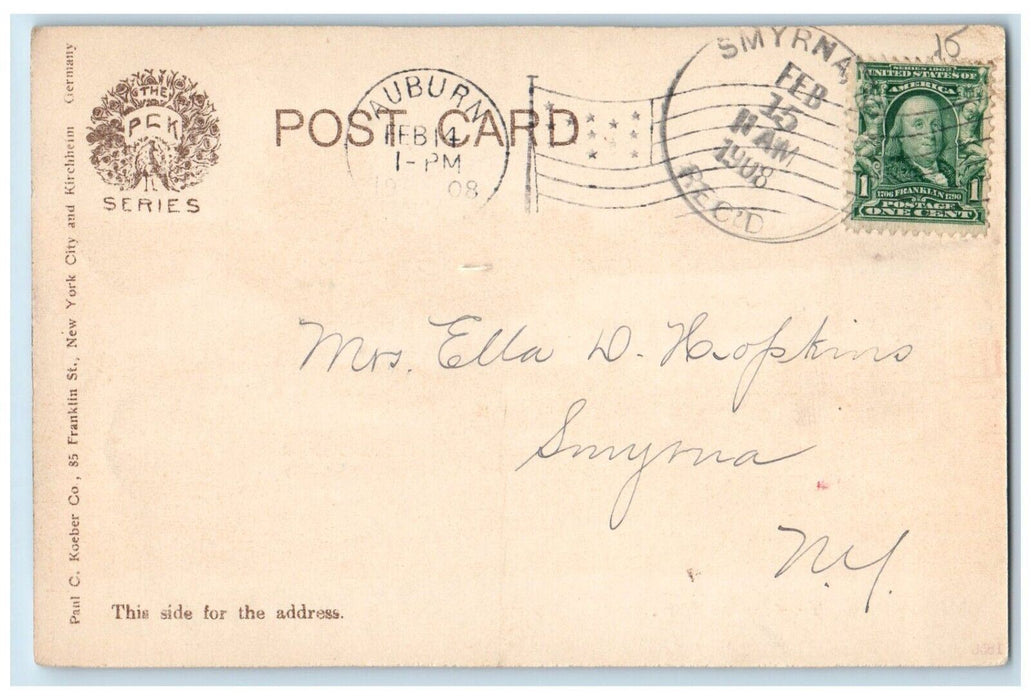 1908 Island Park Boat Ship River House Exterior Bridge Aubrun New York Postcard