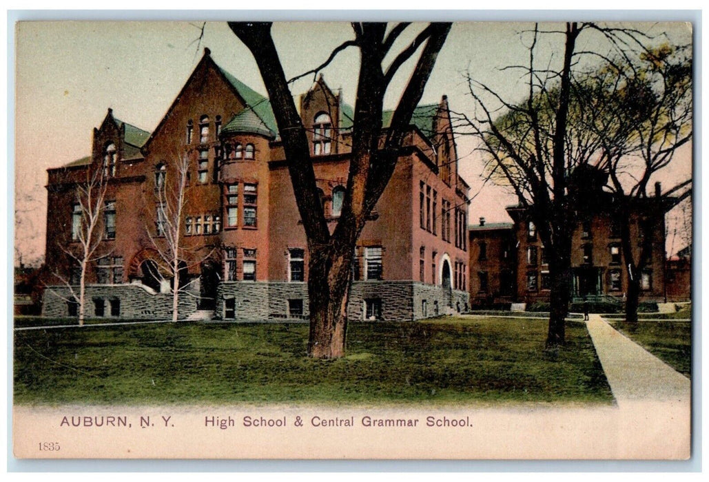 c1905 High School Central Grammar School Exterior Auburn New York PCK Postcard