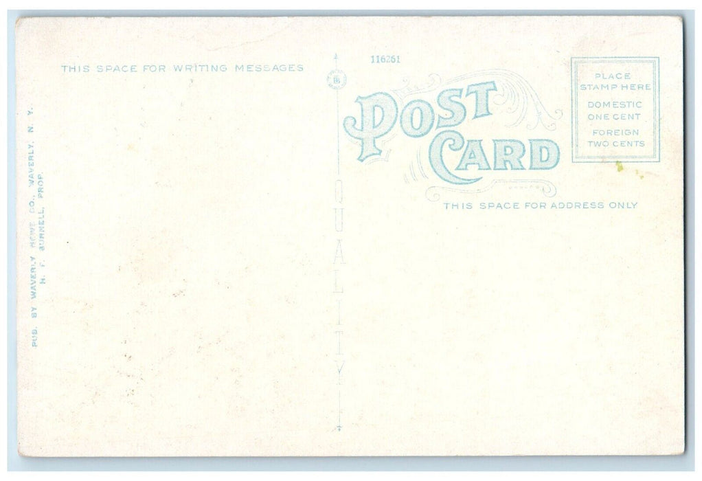 c1910 Baptist Church Chapel Exterior Street Waverly New York NY Antique Postcard